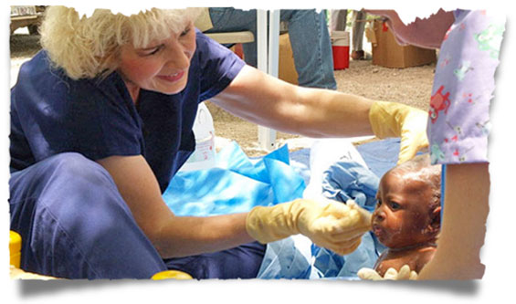 Sherry Burnette with a mobile medical team in Haiti