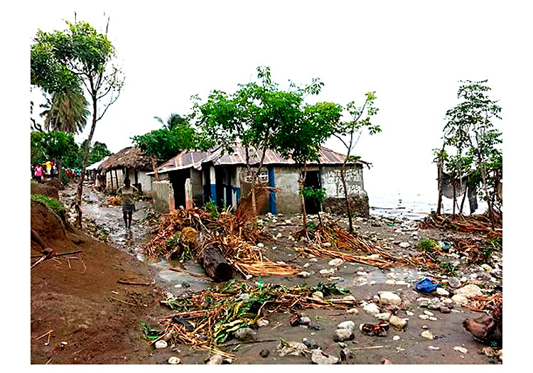 Destroyed homes along the southwestern coast of Haiit