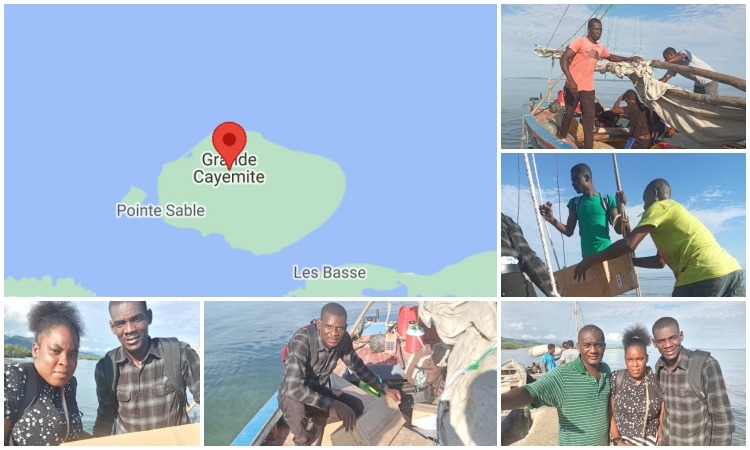 Distributing Tents on Cayimite Island
